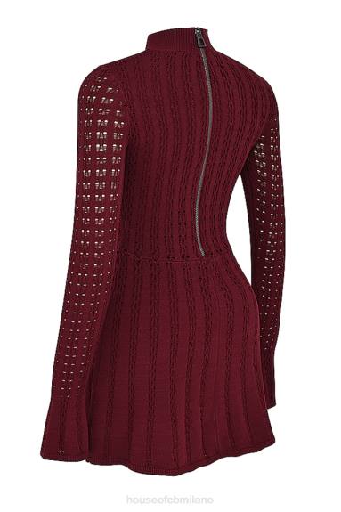 vestiario esso House of CB abito corsetto in maglia color vino evalina X44T300