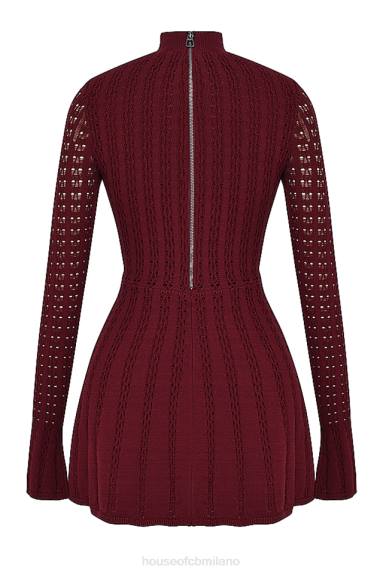 vestiario esso House of CB abito corsetto in maglia color vino evalina X44T300