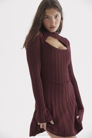 vestiario esso House of CB abito corsetto in maglia color vino evalina X44T300