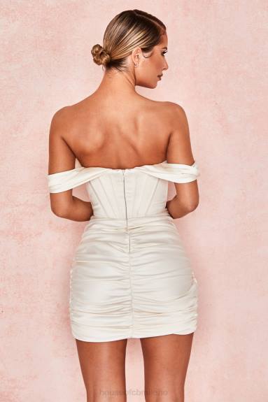 vestiario esso House of CB abito corsetto in raso avorio coraline X44T627