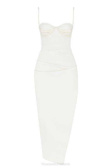 vestiario esso House of CB abito corsetto in raso avorio flora X44T523