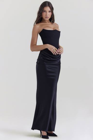 vestiario esso House of CB abito corsetto nero senza spalline persefone X44T119