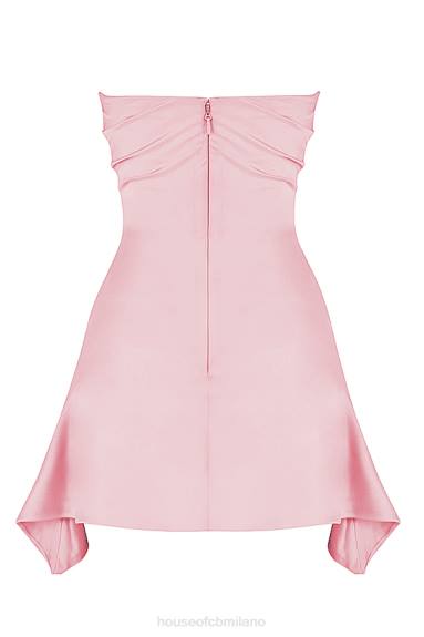 vestiario esso House of CB abito corsetto senza spalline drappeggiato rosa gelsomino rosa X44T403