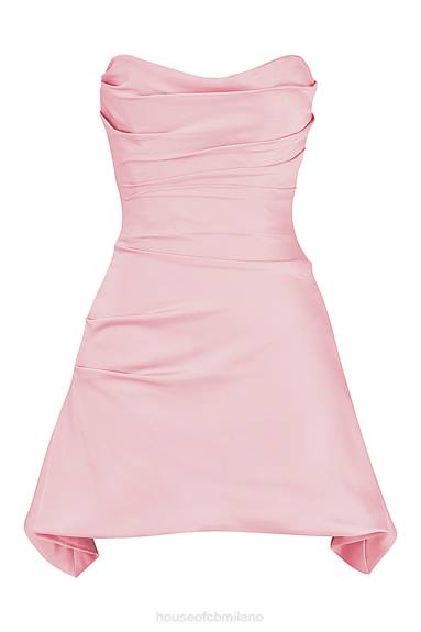 vestiario esso House of CB abito corsetto senza spalline drappeggiato rosa gelsomino rosa X44T403