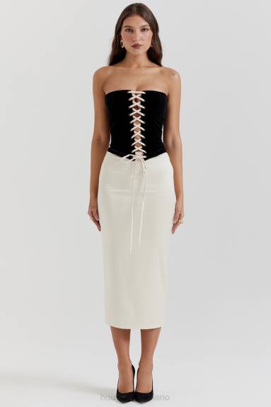 vestiario esso House of CB abito corsetto senza spalline jaina nero e vintage color crema X44T112
