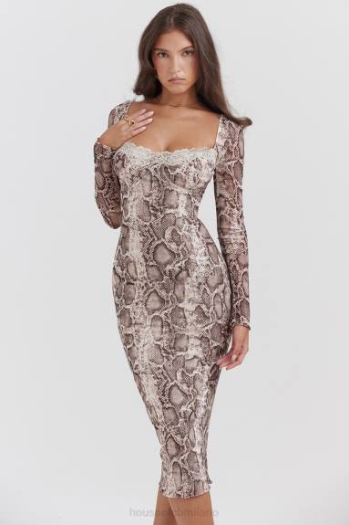 vestiario esso House of CB abito corsetto seraphina con stampa serpente X44T145