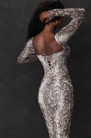 vestiario esso House of CB abito corsetto seraphina con stampa serpente X44T145