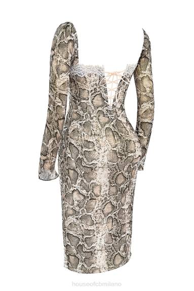 vestiario esso House of CB abito corsetto seraphina con stampa serpente X44T145