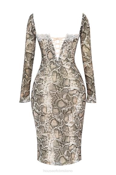 vestiario esso House of CB abito corsetto seraphina con stampa serpente X44T145