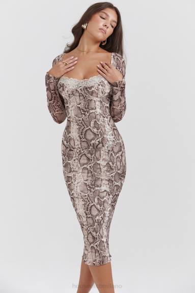 vestiario esso House of CB abito corsetto seraphina con stampa serpente X44T145