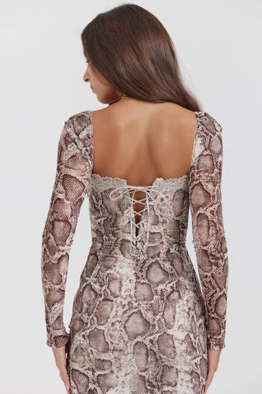 vestiario esso House of CB abito corsetto seraphina con stampa serpente X44T145