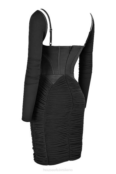 vestiario esso House of CB abito freyja con corsetto nero arricciato X44T526