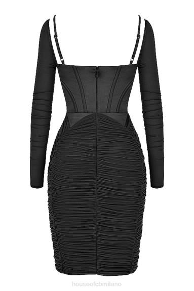 vestiario esso House of CB abito freyja con corsetto nero arricciato X44T526