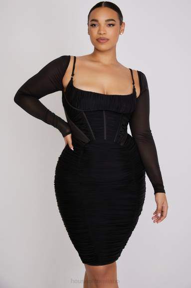vestiario esso House of CB abito freyja con corsetto nero arricciato X44T526