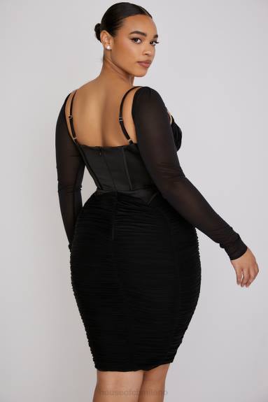 vestiario esso House of CB abito freyja con corsetto nero arricciato X44T526