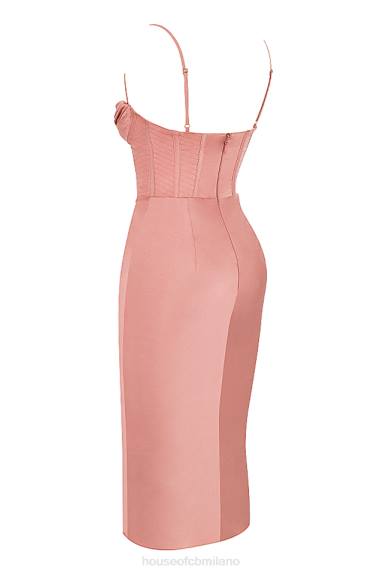 vestiario esso House of CB abito sottoveste con corsetto in raso rosa myrna X44T525