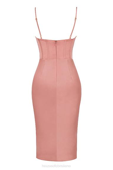 vestiario esso House of CB abito sottoveste con corsetto in raso rosa myrna X44T525