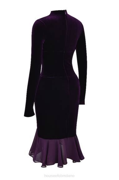 vestiario esso House of CB dahna abito corsetto di velluto viola scuro X44T327