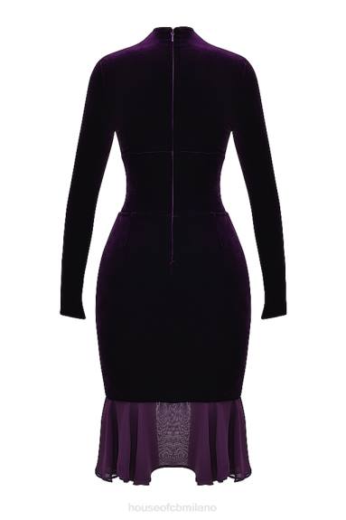 vestiario esso House of CB dahna abito corsetto di velluto viola scuro X44T327