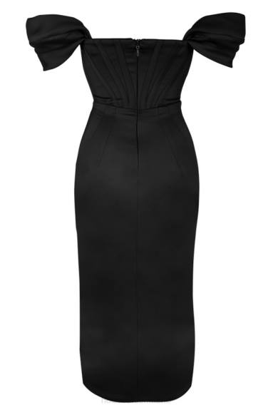 vestiario esso House of CB Loretta abito con spalle scoperte in raso nero X44T626