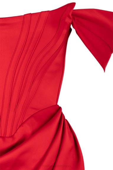 vestiario esso House of CB abito loretta in raso rosso con spalle scoperte X44T630