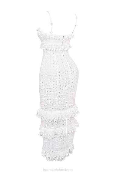 vestiario esso House of CB Abito lungo Eve in pizzo bianco X44T228