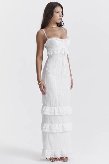 vestiario esso House of CB Abito lungo Eve in pizzo bianco X44T228