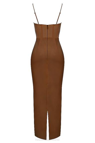 vestiario esso House of CB Abito lungo con corsetto color cioccolato charmaine X44T514