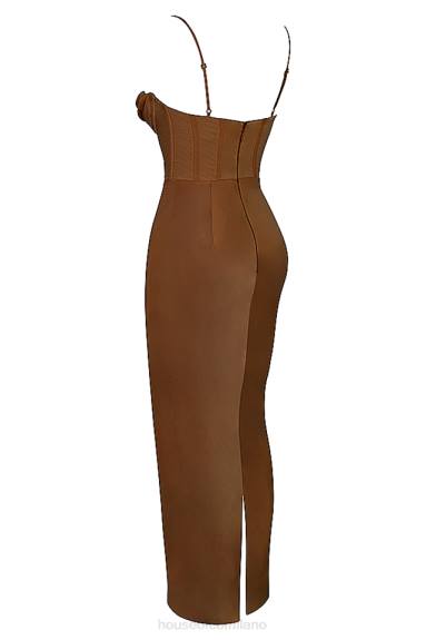 vestiario esso House of CB Abito lungo con corsetto color cioccolato charmaine X44T514