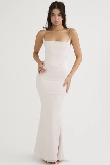 vestiario esso House of CB Abito lungo con corsetto in raso di cristalli olivette X44T472