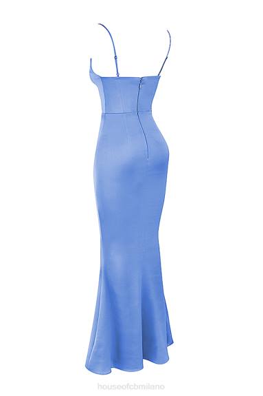 vestiario esso House of CB Abito lungo con corsetto in raso pervinca olivette X44T397