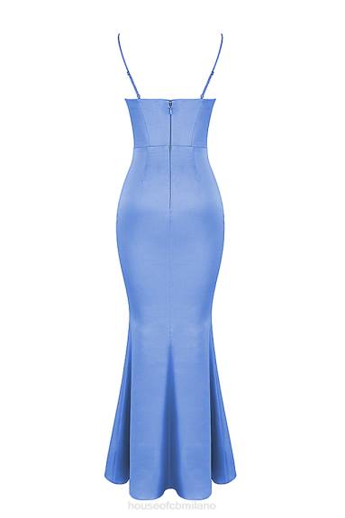vestiario esso House of CB Abito lungo con corsetto in raso pervinca olivette X44T397