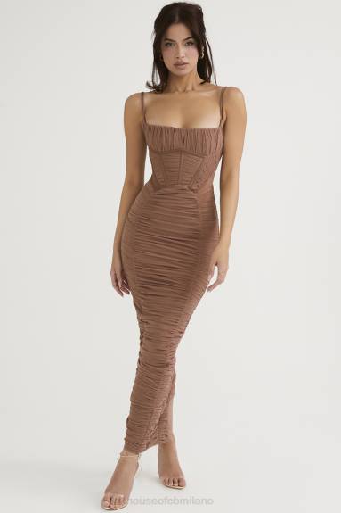 vestiario esso House of CB Abito lungo con corsetto lilian color moka X44T470