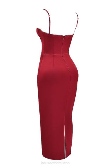 vestiario esso House of CB Abito lungo con corsetto rubino di Stefania X44T117