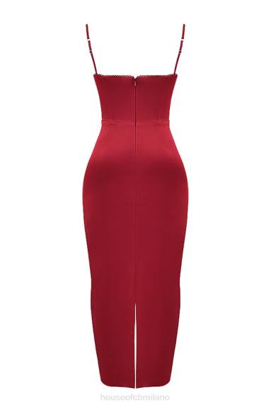 vestiario esso House of CB Abito lungo con corsetto rubino di Stefania X44T117