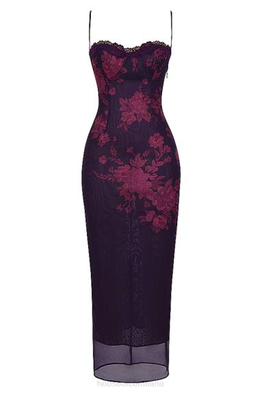 vestiario esso House of CB Abito lungo con stampa floreale uva aiza X44T329