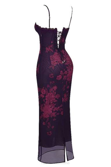 vestiario esso House of CB Abito lungo con stampa floreale uva aiza X44T329