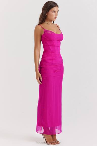 vestiario esso House of CB Abito lungo fucsia Nalini X44T197