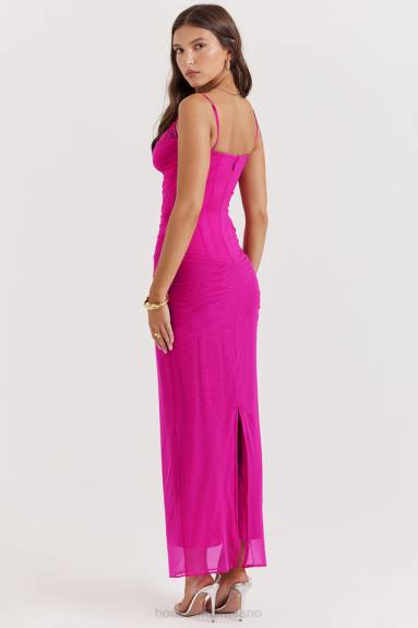 vestiario esso House of CB Abito lungo fucsia Nalini X44T197