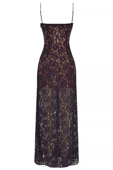 vestiario esso House of CB Abito lungo in pizzo Malia Night Shade X44T392
