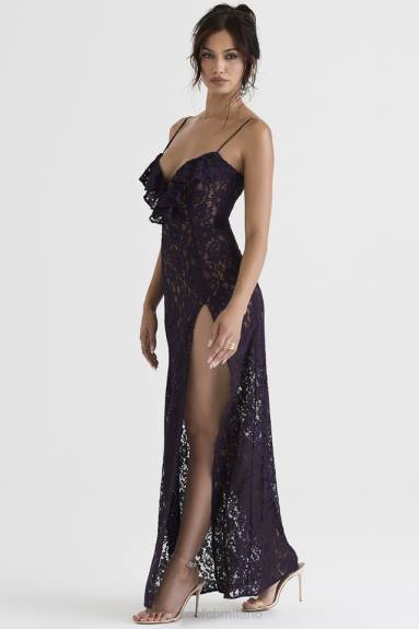 vestiario esso House of CB Abito lungo in pizzo Malia Night Shade X44T392