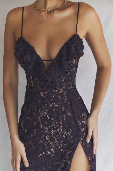 vestiario esso House of CB Abito lungo in pizzo Malia Night Shade X44T392