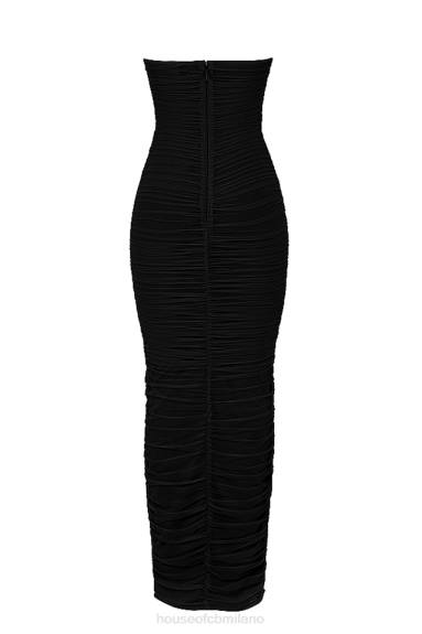 vestiario esso House of CB Abito lungo senza spalline in rete nera Sofia X44T492