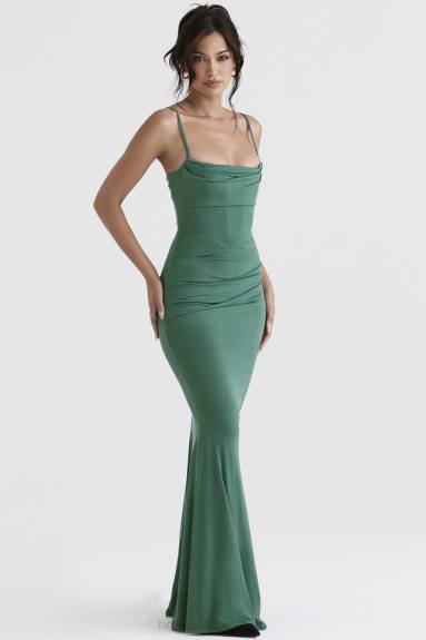 vestiario esso House of CB Abito maxi con corsetto Milena Forest X44T389