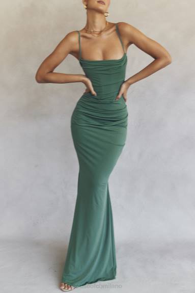 vestiario esso House of CB Abito maxi con corsetto Milena Forest X44T389
