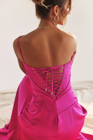 vestiario esso House of CB Abito maxi con lacci fucsia Anabella X44T199