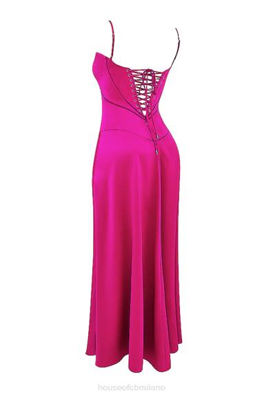 vestiario esso House of CB Abito maxi con lacci fucsia Anabella X44T199