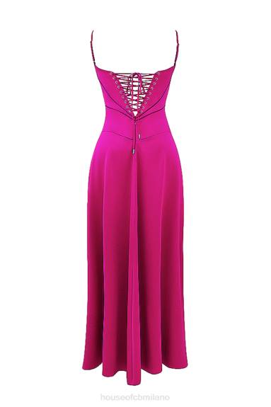 vestiario esso House of CB Abito maxi con lacci fucsia Anabella X44T199
