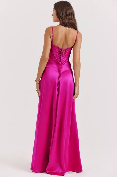 vestiario esso House of CB Abito maxi con lacci fucsia Anabella X44T199