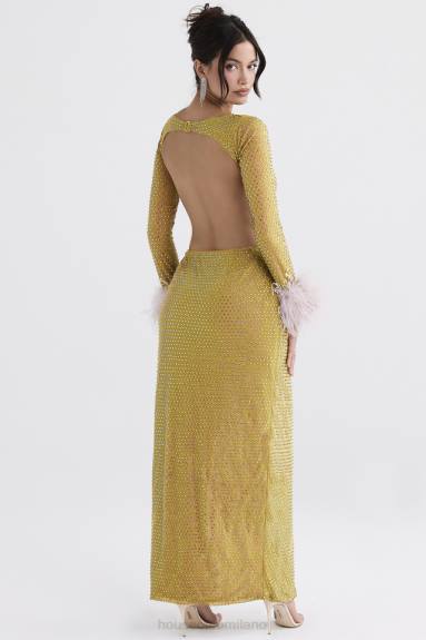vestiario esso House of CB Abito maxi cristallizzato Gina chartreuse X44T332